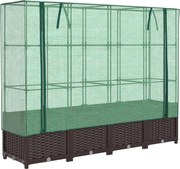 vidaXL Strat înălțat cu husă de seră, aspect ratan, 160x40x138 cm