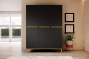 Dulap Nicole 150 cm - negru mat / picioare aurii