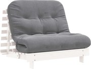 vidaXL Canapea futon cu saltea, alb, 100x206x11 cm, lemn masiv de pin