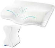 Set perna cu suport cervical din spuma cu memorie pentru copii 10-16 ani, perna pentru genunchi Suporto®️ 50x30, cu perforatii