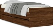 vidaXL Cadru de pat cu sertare, stejar maro, 75x190 cm, mic single