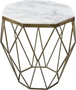 Masuta laterala design minimalist Diamond 50cm, marmura alba