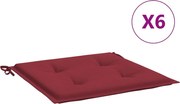 vidaXL Perne scaune grădină 6 buc. roșu vin 50x50x4 cm țesătură Oxford
