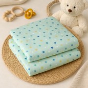Set 2 scutece finet 100% bumbac pentru bebelusi , 70A 80 cm , Starry Sky Mint