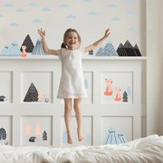 Autocolante de perete - Vulpi și arici în pădure