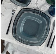 Set veselă 24 piese din porțelan, albastru