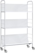 HOMCOM Cărucior Modern pentru Cărți cu 3 Nivele și Roți Pivotante pentru Cărți și Reviste, 69x26x108 cm, Alb | Aosom Romania