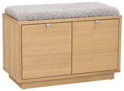 Pantofar gri/în culoare naturală cu bancă cu aspect de lemn de stejar Confetti – Rowico