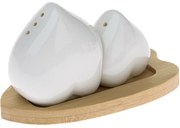 Solniță și piperniță din porțelan cu suport Inimioare