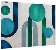 Tablou pe sticlă - Linii și forme circulare (70x50 cm)