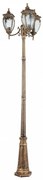 Stalp de exterior cu 3 brate protectie IP44, Fleur H-239cm, negru cu auriu