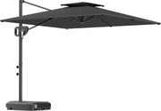 Outsunny Umbrelă de Soare Suspendată cu Parte Superioară Dublă, Mâner cu Manivelă și Înclinare, 247x247x268 cm, Gri | Aosom Romania