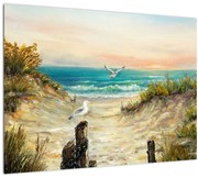 Tablou pe sticlă - Plaja cu nisip (70x50 cm)