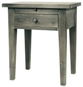 Noptiera gri, din lemn de pin, cu sertar, aspect rustic, Country
