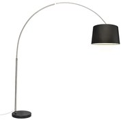 Lampă cu arc din oțel cu abajur din stofă neagră 45 cm - XXL