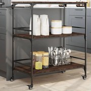 vidaXL Cărucior de bucătărie, stejar maro100,5x50x105cm lemn prelucrat