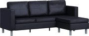 vidaXL Canapea modulară cu 3 locuri, piele artificială, negru