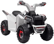 HOMCOM Quad electric pentru copii vehicul cu baterie 6V cu mers înainte și înapoi 70L x 41,5l x 48,5H cm Alb | Aosom Romania