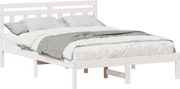 vidaXL Cadru de pat Alb 140 x 190 cm Lemn de pin masiv