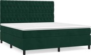 vidaXL Pat box spring cu saltea, verde închis, 180x200 cm, catifea