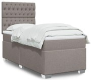 vidaXL Pat box spring cu saltea, gri taupe, 90x190 cm, textil