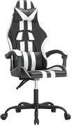 vidaXL Scaun de gaming pivotant, negru și alb, piele ecologică