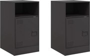 vidaXL Noptiere, 2 buc., negru, 34,5x39x62 cm, oțel