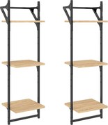 vidaXL Rafturi perete 3 niveluri/bare 2 buc stejar sonoma 30x25x100cm