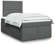 vidaXL Pat box spring cu saltea, gri închis, 120x190 cm, textil