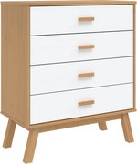 vidaXL Dulap cu sertar „OLDEN”, alb și maro, lemn masiv de pin