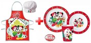 Disney Minnie and Mickey Set de șorț de Crăciun și tacâmuri din plastic