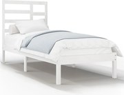 vidaXL Cadru de pat single, alb, 90x190 cm, lemn masiv