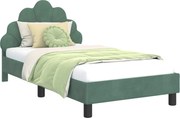 vidaXL Cadru de pat pentru copii cu spătar Verde Mării 80 x 160 cm