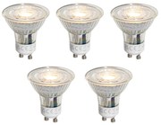 Set de 5 becuri LED GU10 50mm reglabile, clare, 4,9W, 500 lm, 2700K