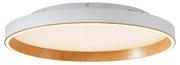 Plafonieră de design albă cu lemn 60cm incl. LED cu comutator cu 3 căi - Ingo