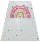 BAMBINO 47810 covor lavabil Curcubeu, puncte pentru copii anti-alunecare - alb / roz