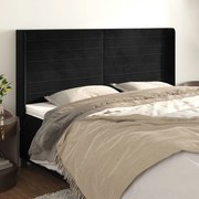 vidaXL Tăblie de pat cu aripioare, negru, 203x16x118/128 cm, catifea