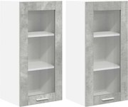 vidaXL Dulap suspendat cu ușă 2 pcs Gri din beton 40 x 31 x 80 cm