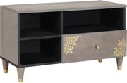 vidaXL Cabinet TV cu sertar Gri 80 x 33 x 46 cm Lemn de mango solid