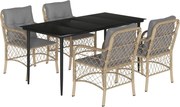 vidaXL Set mobilier pentru grădină, 5 piese, cu perne, bej, poliratan