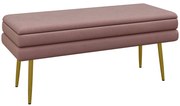 HOMCOM Bancă capitonată cu spațiu de depozitare, Oțel, 100 x 37,5 x 42 cm, Roz | Aosom Romania