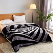 Pătură Cocolino dublă, spirală alb-negru, 200x230 cm, PDD05