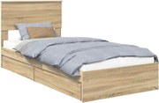 vidaXL Pat cu storage Stejar Sonoma 75 x 190 cm Lemn compozit