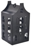 Suport metalic pentru lumânări InDecor LittleHouse negru, 10 x 10 x 19 cm