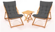 Set mobilier de grădină masă și scaune Kikadu 5 (gri + natural) (pentru 2 persoane). 1093853
