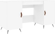 vidaXL Birou, alb, 140x50x75 cm, lemn compozit
