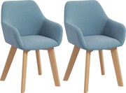 HOMCOM Set de 2 scaune pentru sufragerie Scaun Șezut căptușit în țesătură cu efect de catifea Picioare din lemn, albastru | Aosom Romania