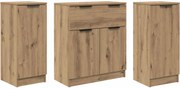 vidaXL Bufet cu sertar 3 pcs Stejar Artizanal Lemn compozit