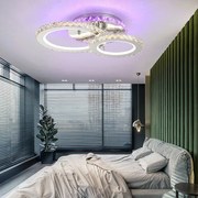 Lustra LED Cu Telecomanda, Elit's Cristal, 2 Cercuri, alb, 70W, RGB