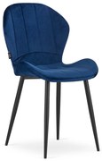 Scaun TERNI din catifea albastra cu picioare negre